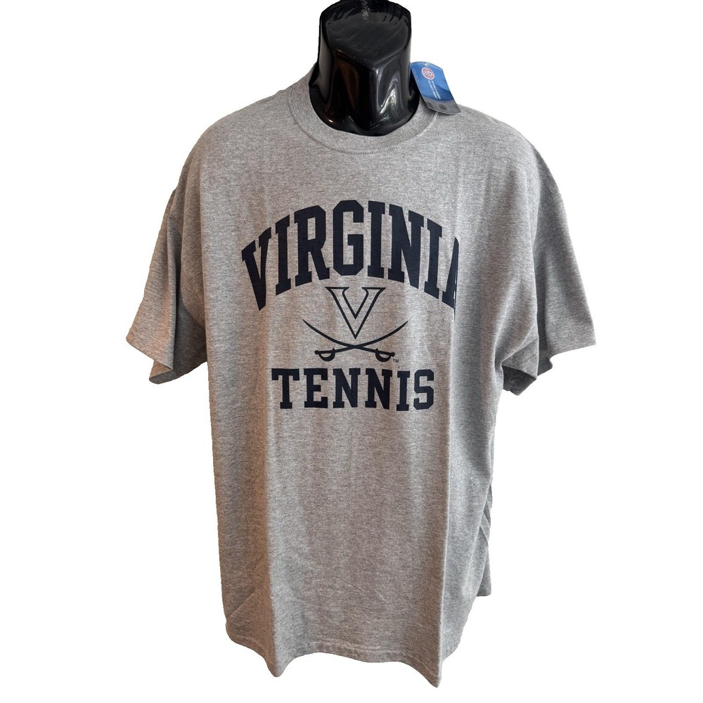 Virginia Cavaliers Shirt Mens XL Gray NCAA Tennis Gildan Heavy Cotton Crewneck